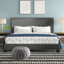 Regal Upholstered Bed with Nail Trim Headboard, King